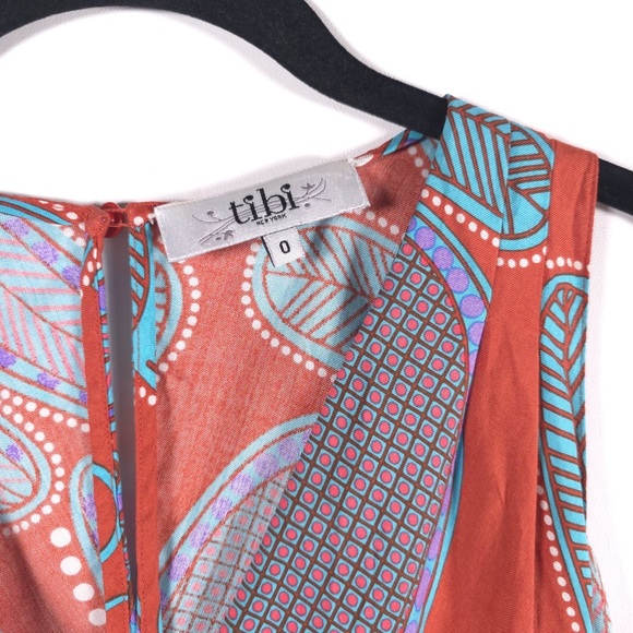 Tibi NEW YORK 100% SILK LooseTop Slightly Fitted Skirt Mini Dress Paisley Size 0 - Picture 2 of 11